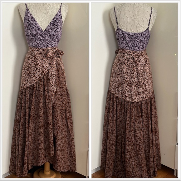 Anthropologie Hutch Elma Contrast Wrap Midi Dress sz Small - Picture 6 of 16